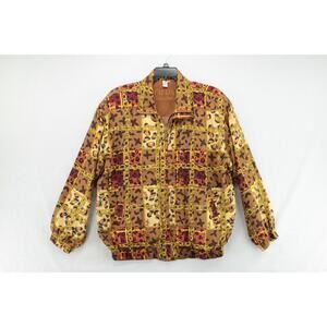 FUDA International XL VTG Silk Bomber Jacket Gold Chain 80s Hip Hop Geometric